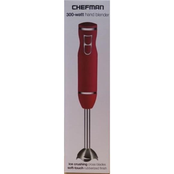 Chefman Kitchen Immersion 300 Watt Red Stick Hand Blender Stainless Steel Blades - Picture 2 of 5